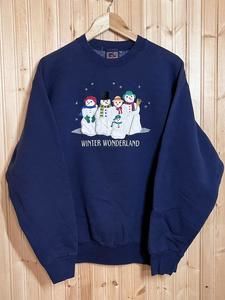 Vintage Winter Wonderland Sweatshirt Christmas Navy GS Sport made in USA sz M